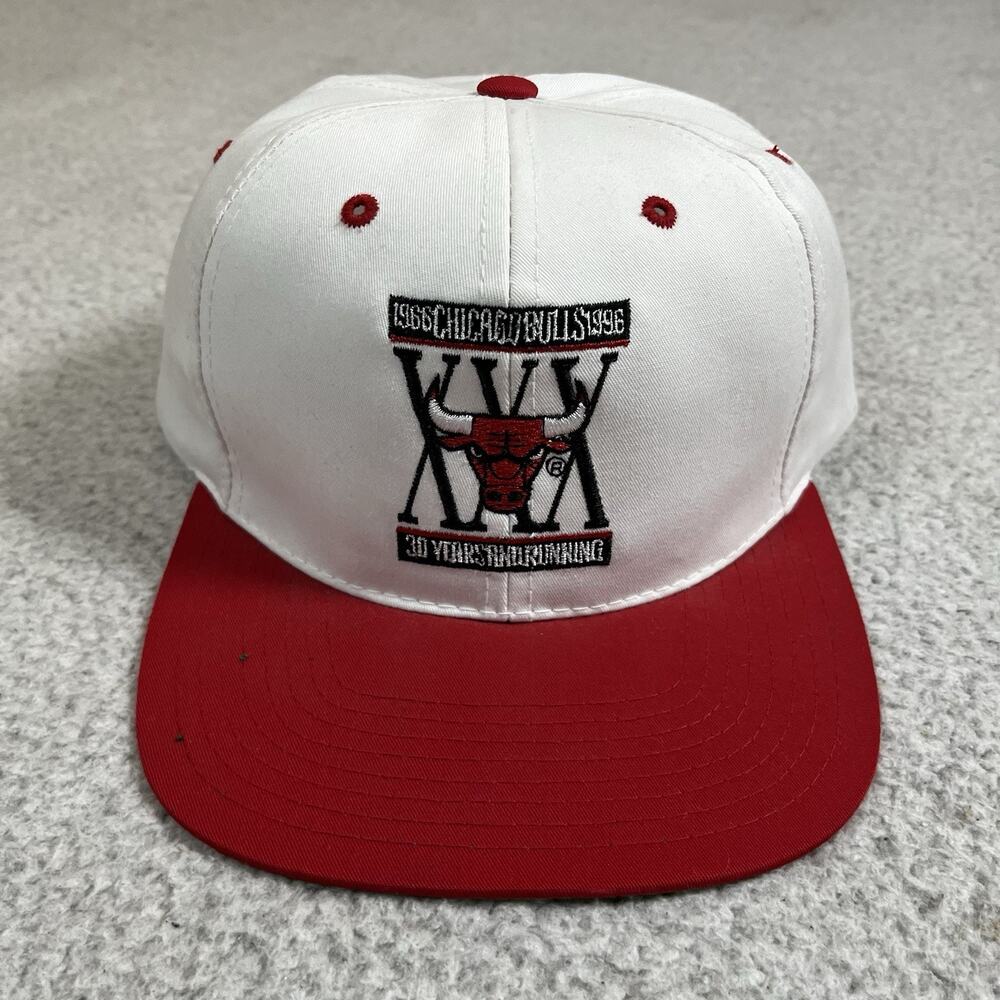 Chicago Bulls Hat Cap Snapback White 30th Anniversary Tribune Vintage 90s NBA